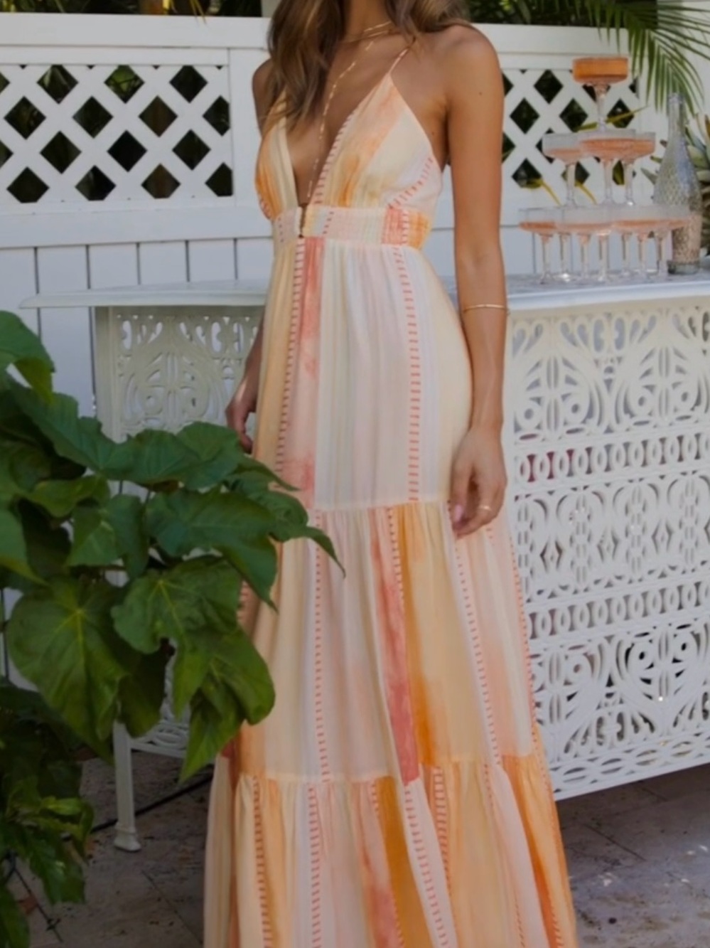 NWT Elan Peach and Pink Coral Striped Strovia Maxi Dress in SMALL - Picture 5 of 15